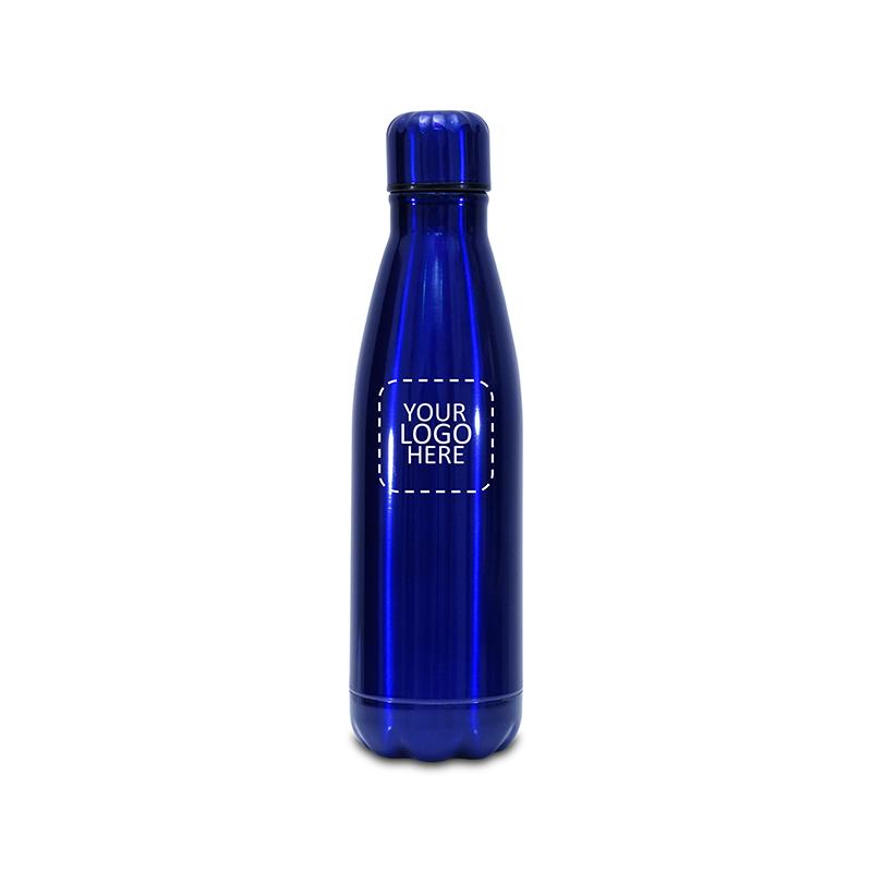 Double Walled Vaccuam Insulated Thermal Bottle Glossy Dark Blue with Logo